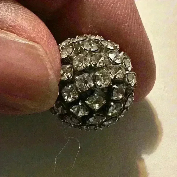 Vintage Clip On Drop Ball Earrings.  Cubic Zirconia.  Cluster. Marquise Main - Picture 4 of 6